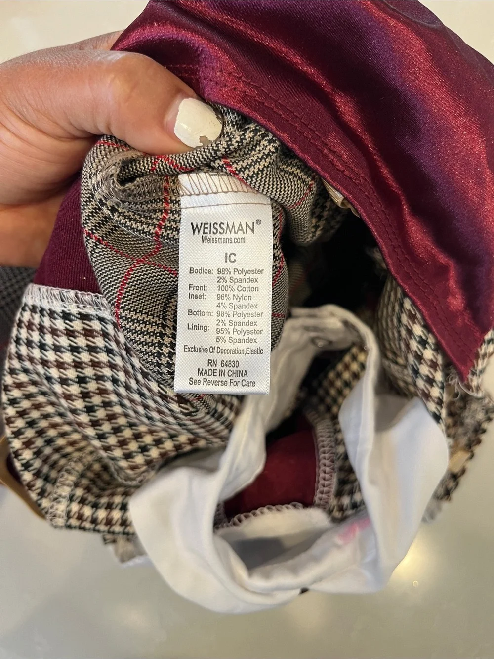 Weissman Plaid Detective Costume in Burgundy and Black